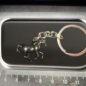 Luxury‎ Running Horse Keychain Metal Black Gunmetal Tone. New